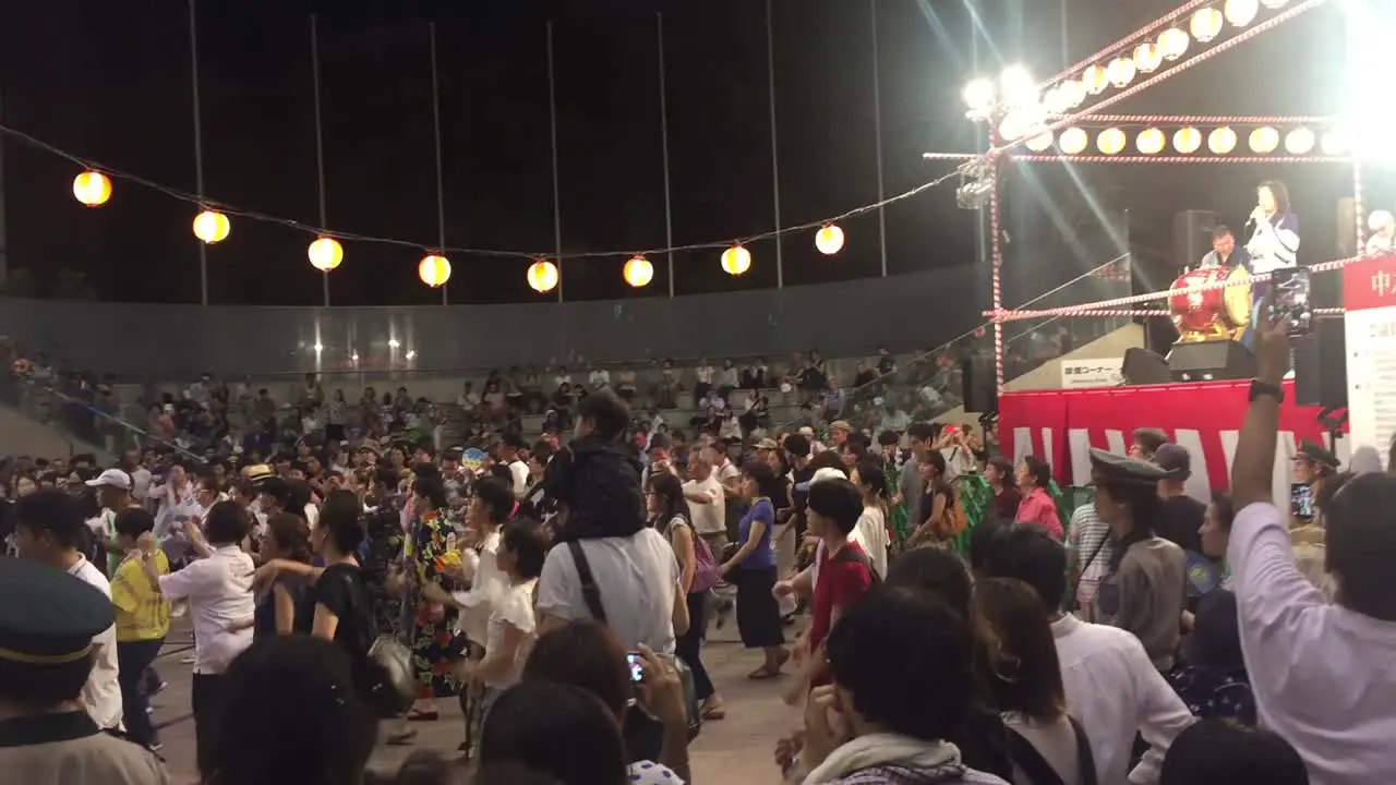 Night festival and dancing in Osaka Japan