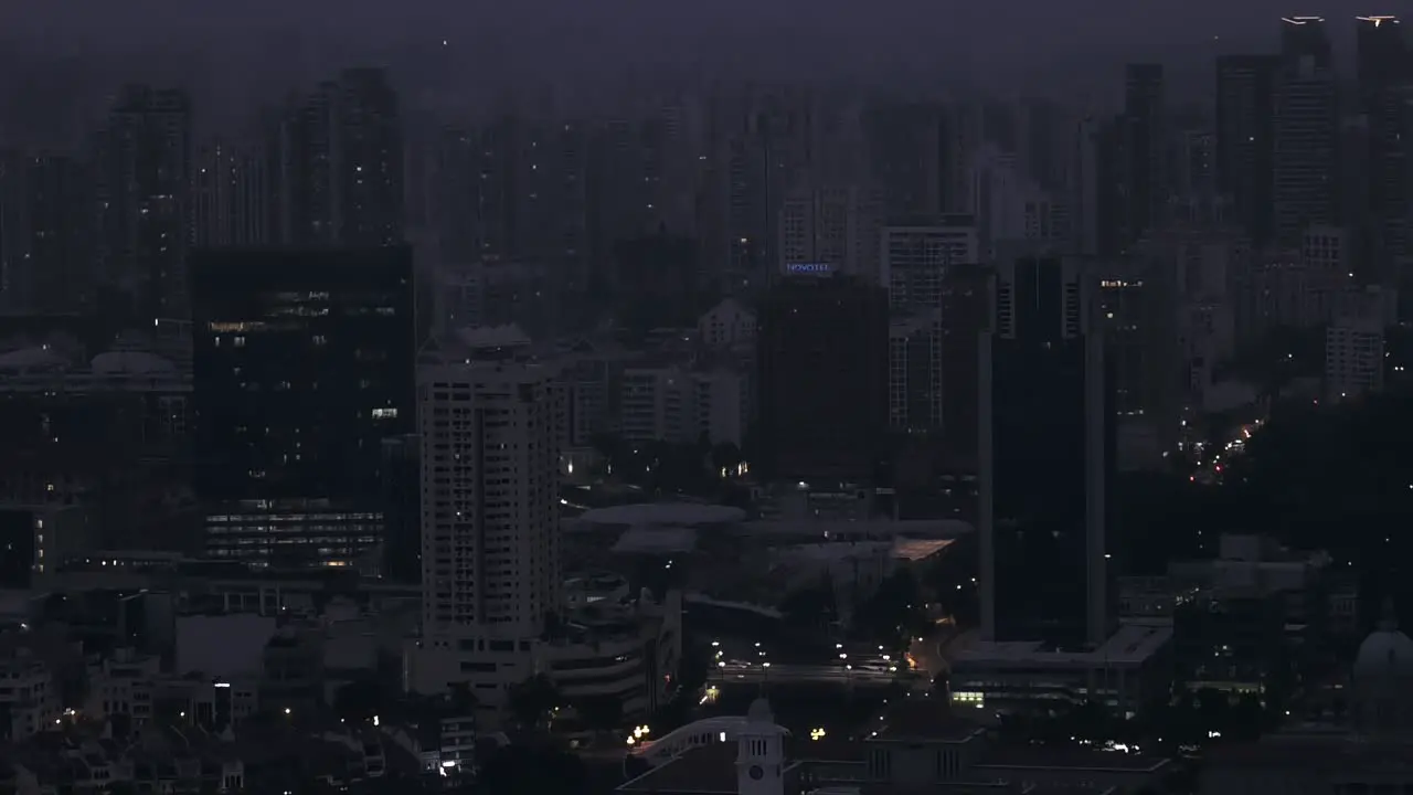 Night Time View Of Singapore Skyline Locked Off