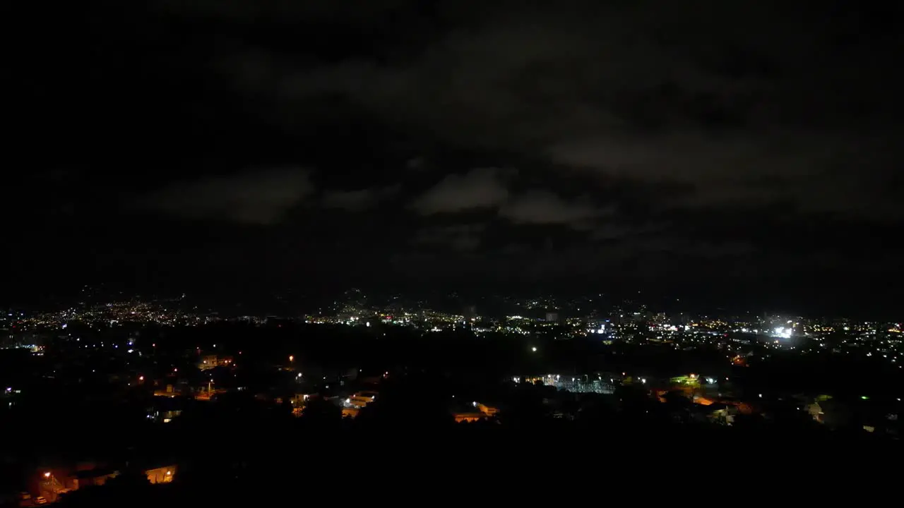 Drone Shot Towards Lightning Storm Off in Distance