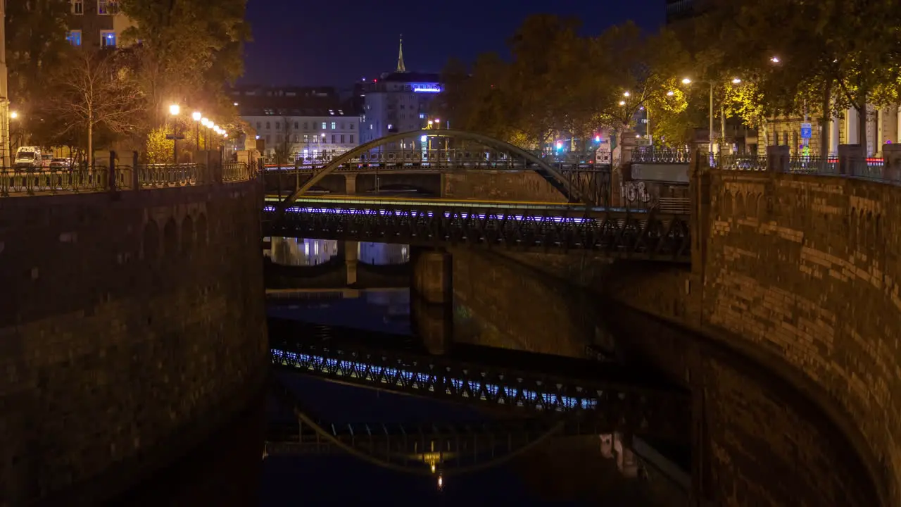 Vienna Canal and Bridge at Night