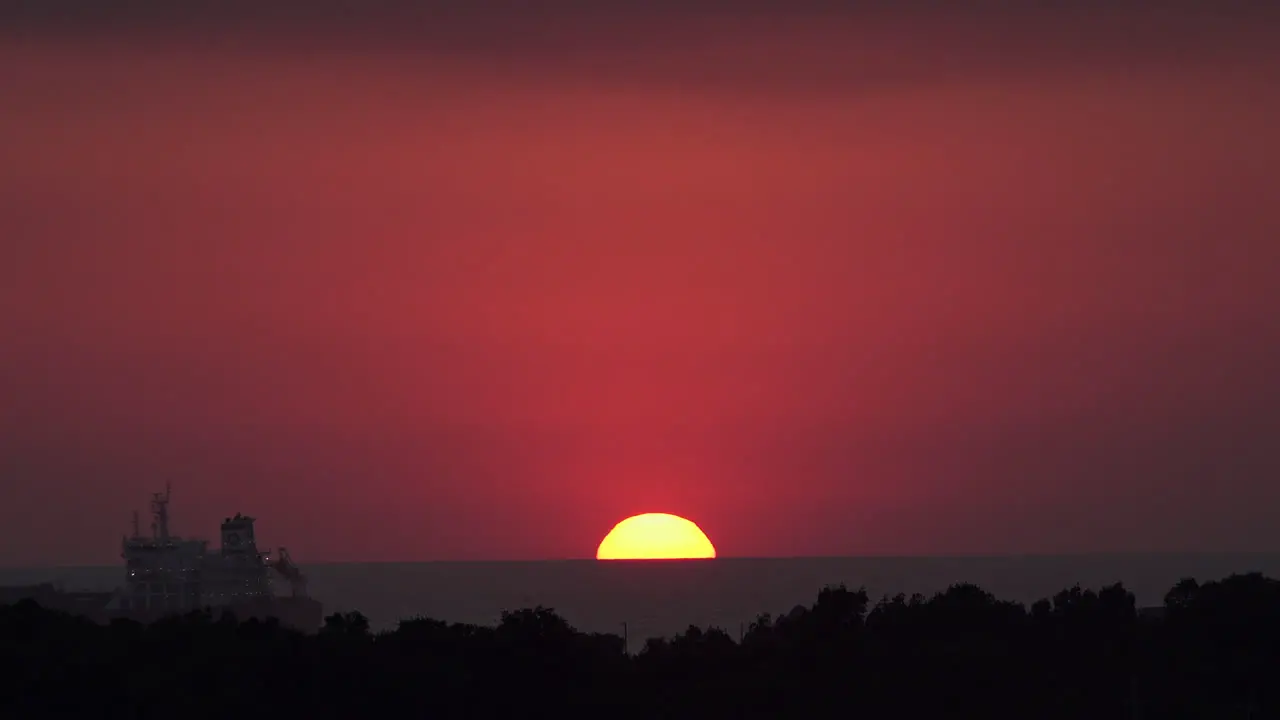 Guatemala bright setting sun on horizon