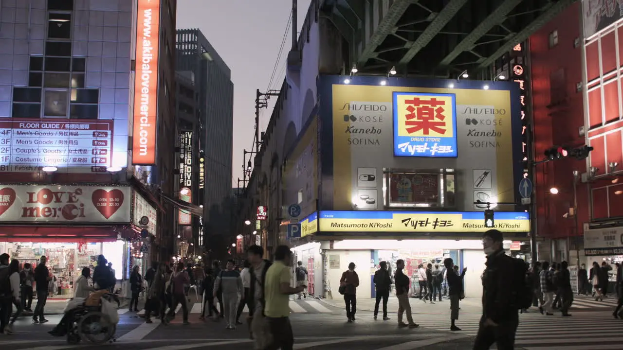 A street in Akihabara in the evening in Japan