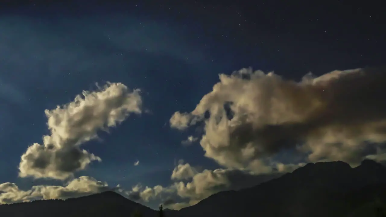 Part 1 of 2 Dramatic Time Lapse sequence of a full moon moving across the sky above a high mountain peak