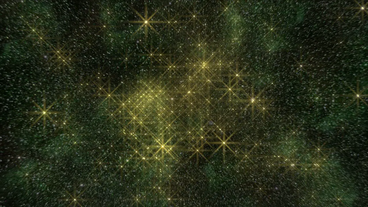 Twinkling stars illuminate vibrant green and yellow background