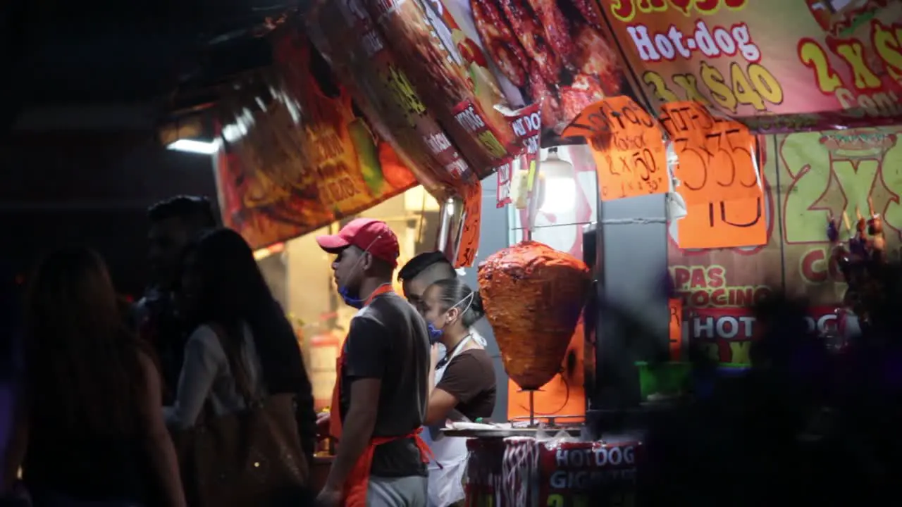 Tacos al pastor is one of the most popular fast food options at night in Mexico