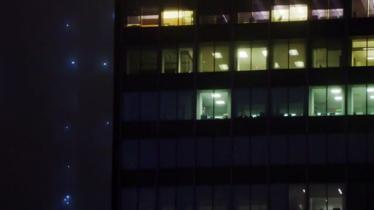 Building windows in Skyscraper New York snow night