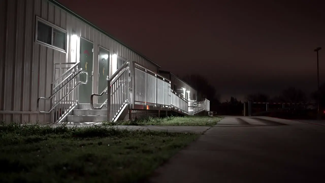 School Portables Lit at Night