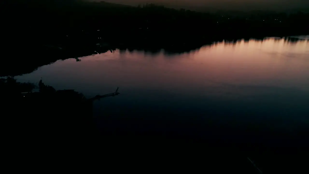 drone recordings from the sky of lake vichuquen before night