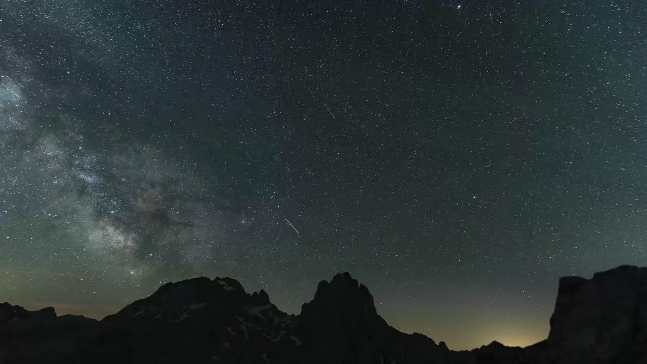 Milkyway And Starry Night Sky Over Rocky Mountains At Collado Jermoso In Picos de Europa National Park In Leon Spain