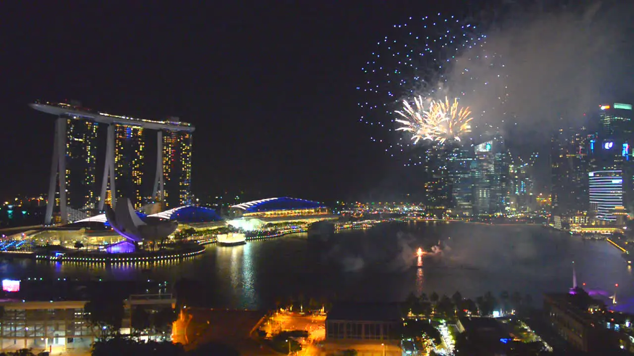 Firework in Singapore national day Marina bay Singapore Singapore city skyline