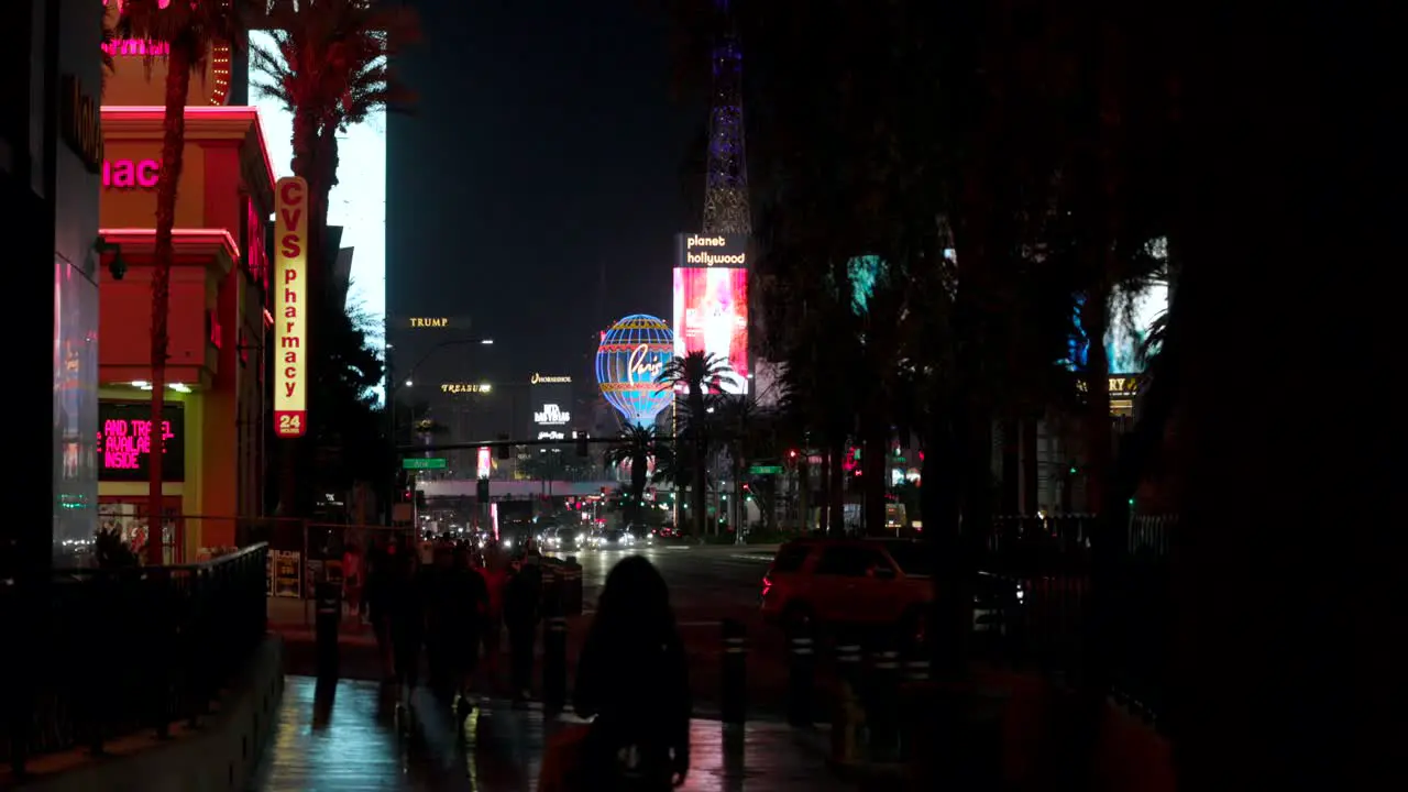 People Walking On The Sidewalks At Night In The City Of Las Vegas Nevada USA