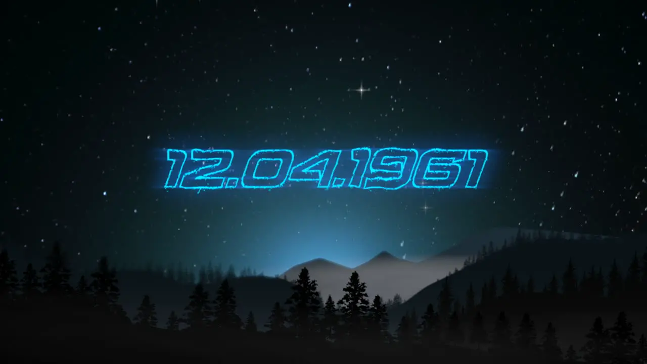 Majestic nighttime landscape illuminated by blue neon 12041961 date