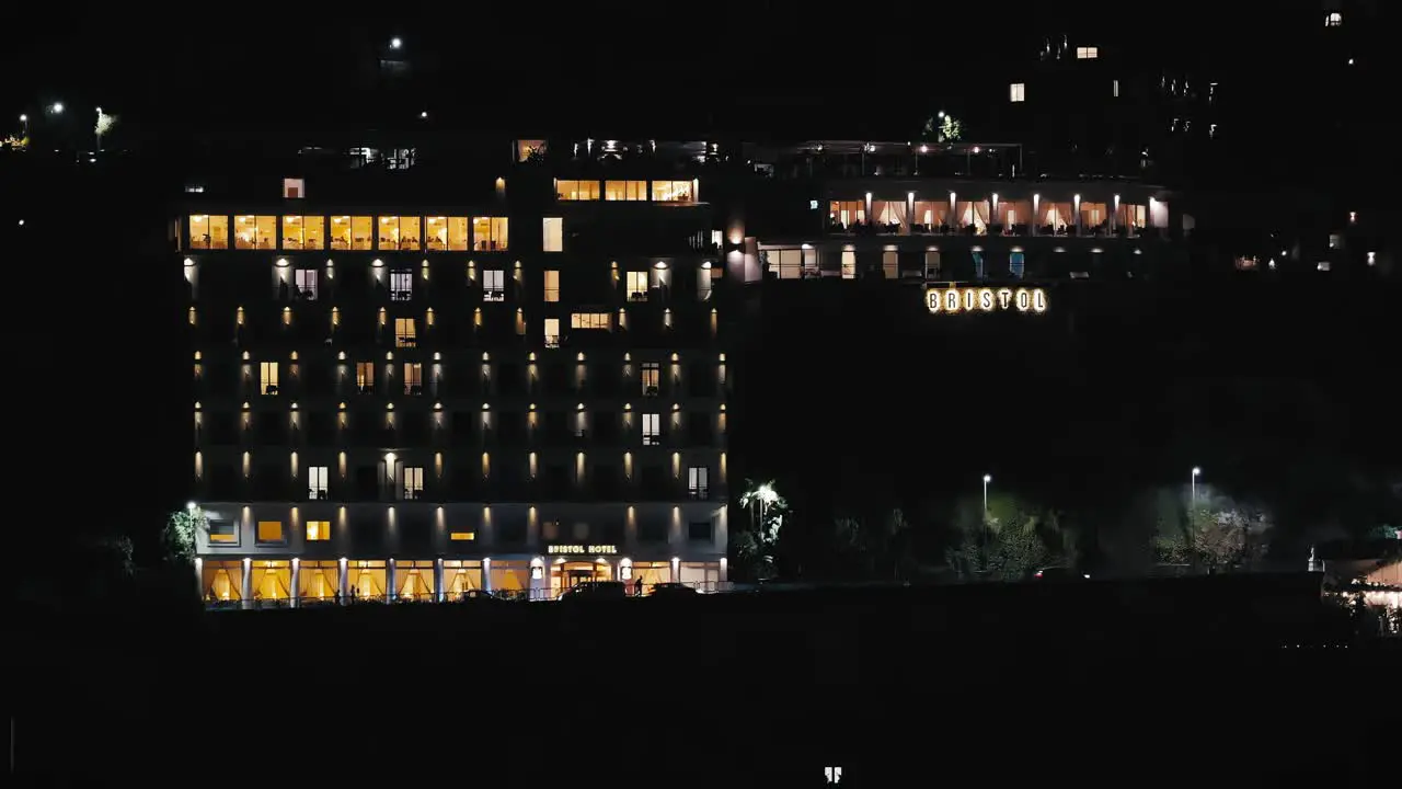 Sorrento Hotel's Glowing Facade at Night Italy