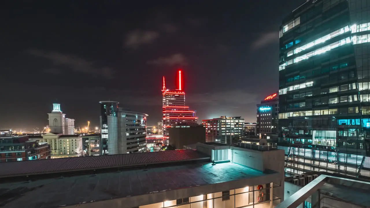 Timelapse Of Clouds At Night Sky Passes Above The City Of Cape Town In South Africa