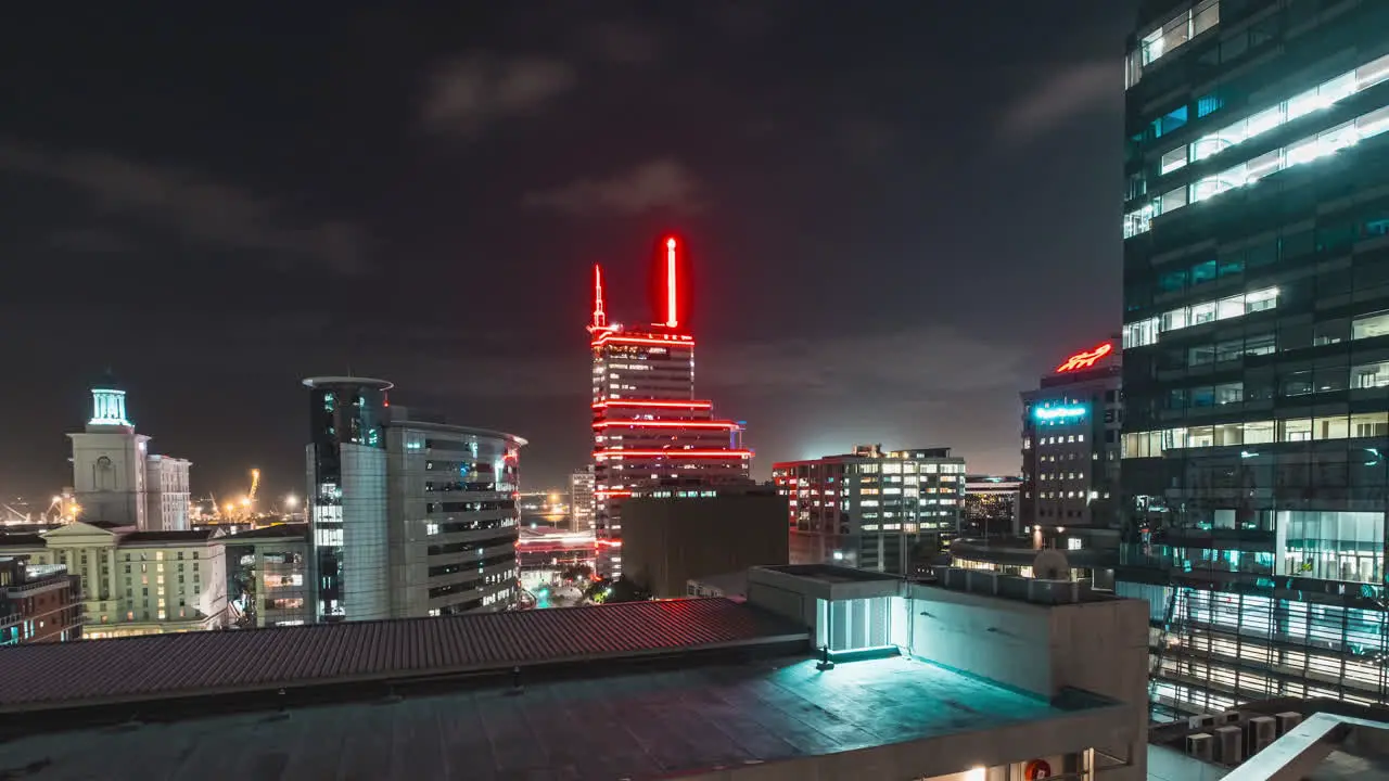 Buildings Glowing Lights At Night In Cape Town South Africa