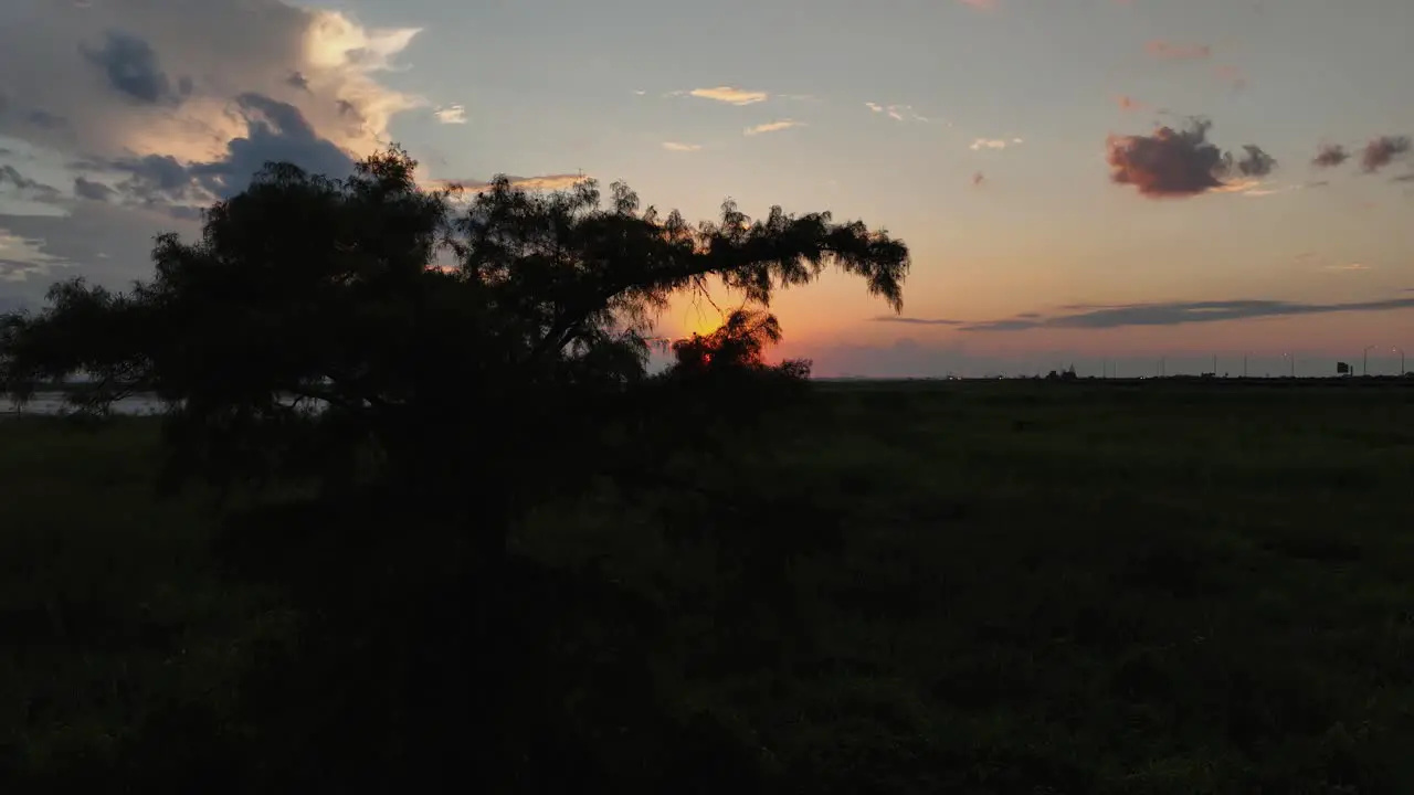 Beautiful aerial view of a sunset near Mobile Bay