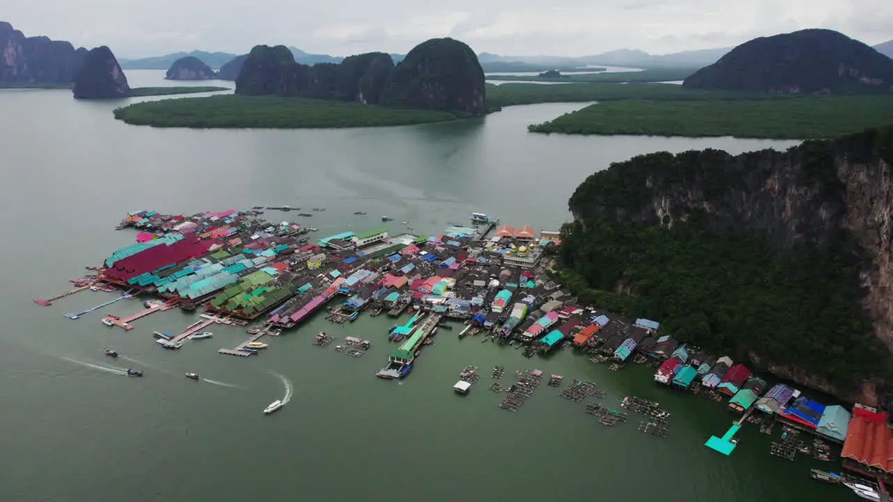 Aerial view Ko Panyee island in Phang Nga bay Southern Thailand