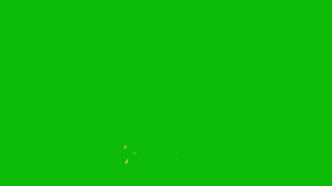 Visual effects VFX 3 air explosions with fire debris and smoke on green screen 3D animation