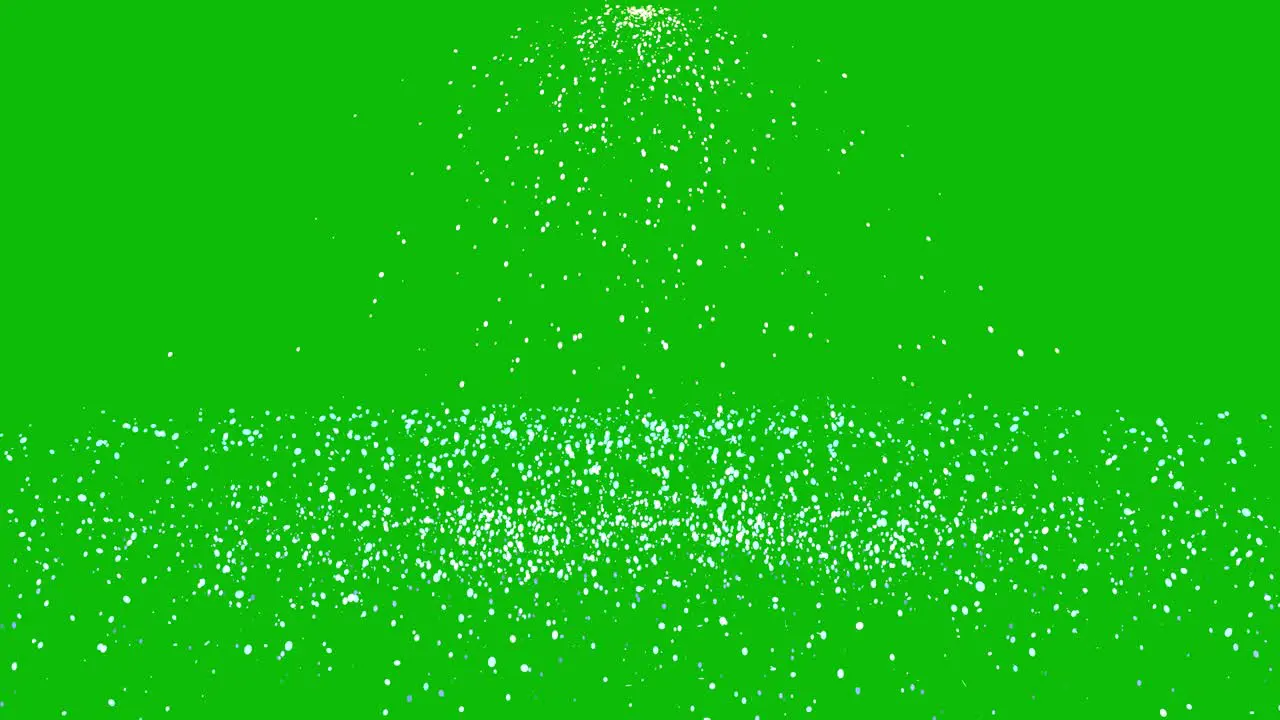 Visual effects VFX sparkles sparks falling from top of frame and bouncing on green screen 3D animation