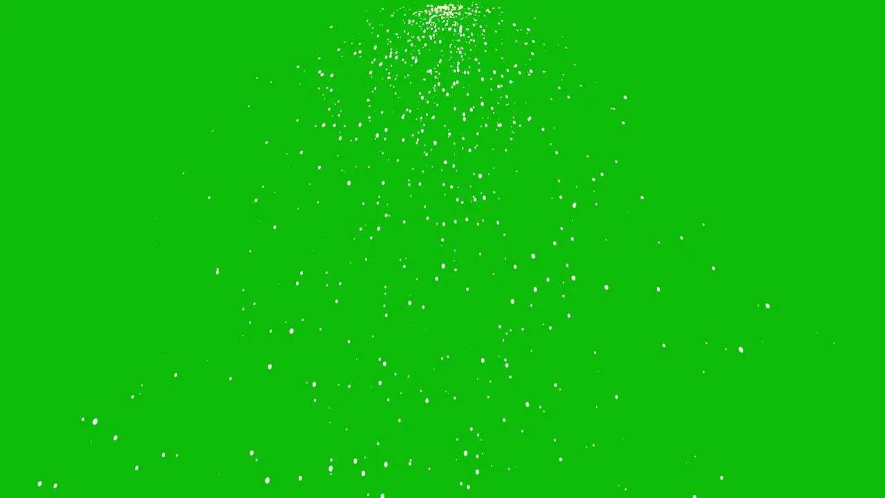 Visual effects VFX sparkles sparks falling from top of frame on green screen 3D animation