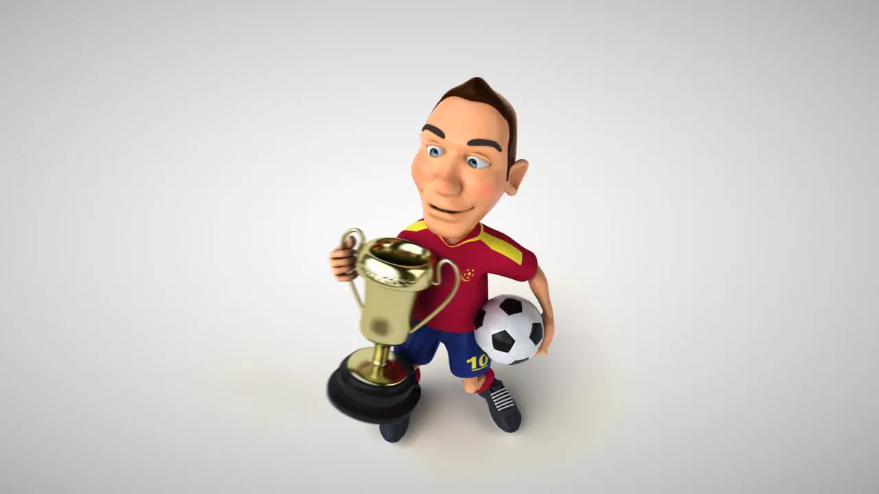 Fun Soccer Player With Trophy Animation