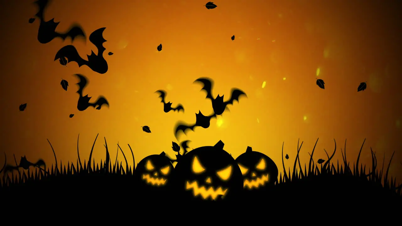 Halloween background animation with bats and pumpkins 1