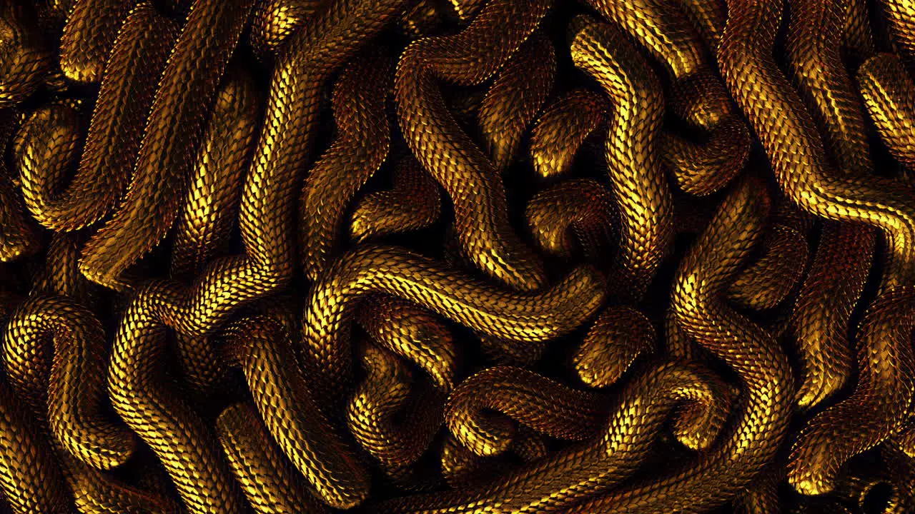 Metal texture dragon scales background Lively coiled golden snakes