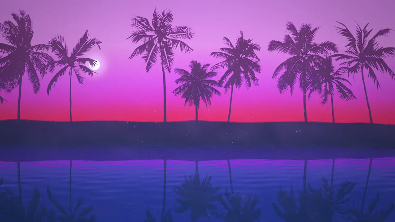 Panoramic view of tropical landscape with palm trees and sunset 21