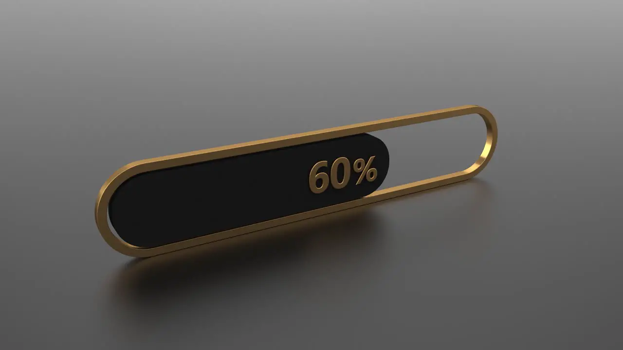 3d elegant loading bar with numbers and golden metal frame