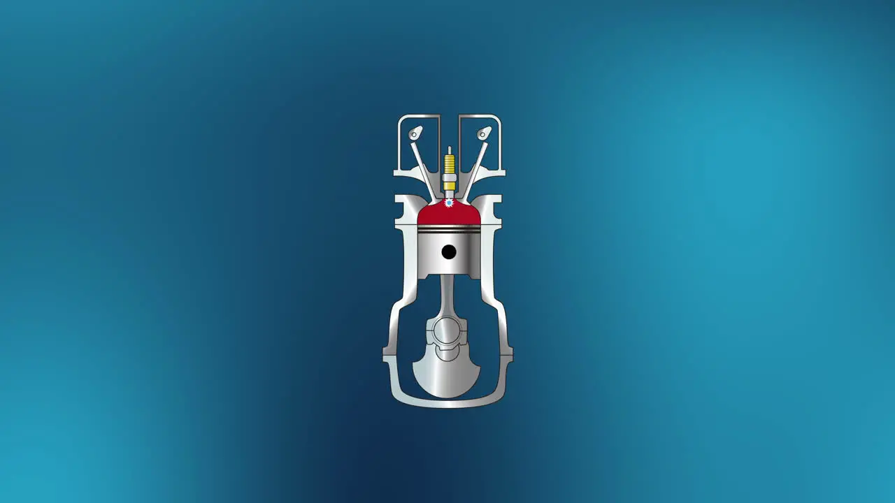 4 Strokes engine animation in blue background