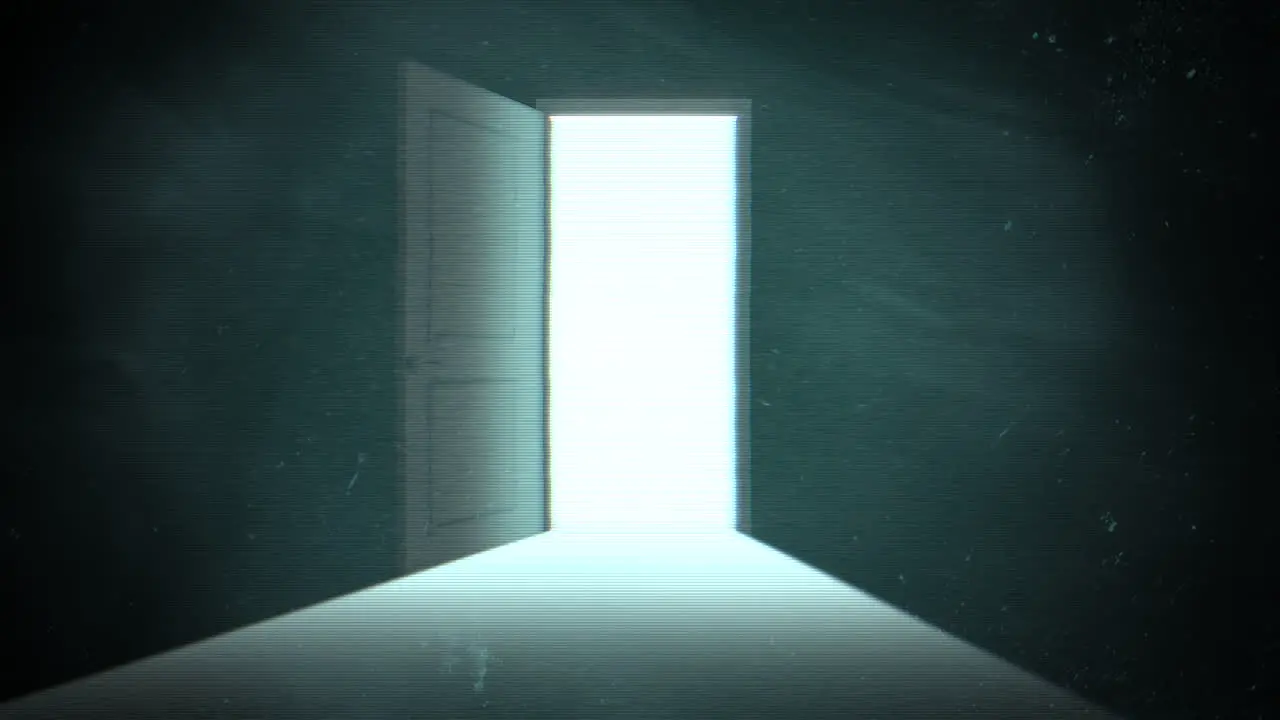 Mystical horror background with dark door of room 1