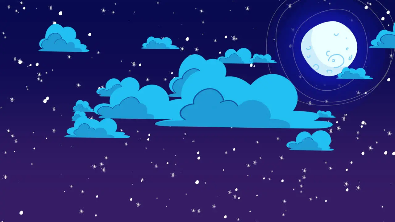 Cartoon animation background with motion clouds and moon