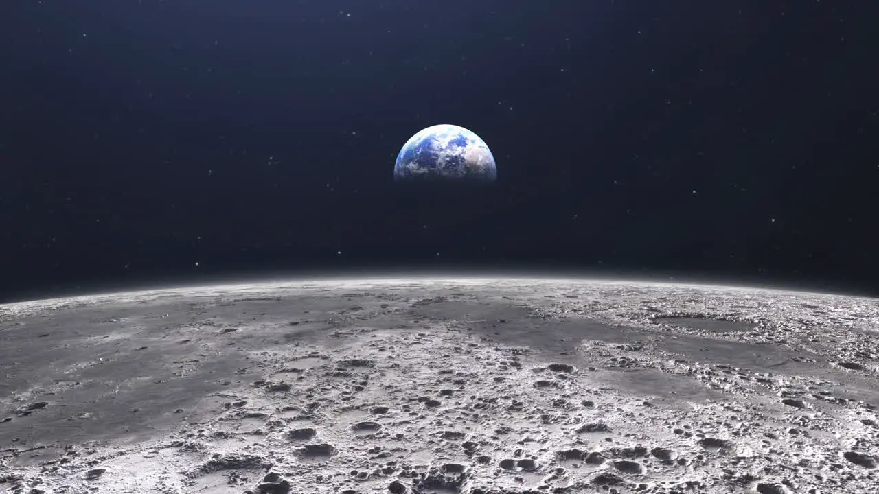 Cinematic planet earth view from the moon surface