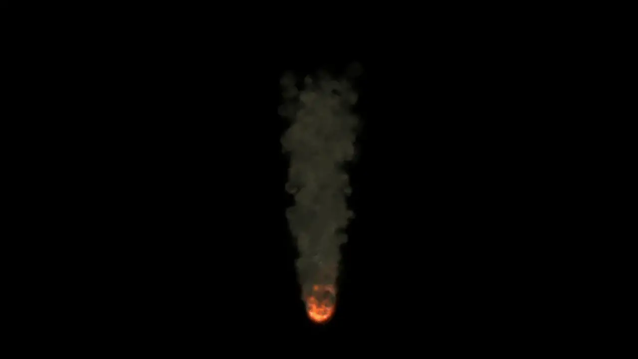 Visual effects VFX fire with thick smoke rising high on black background 2D animation