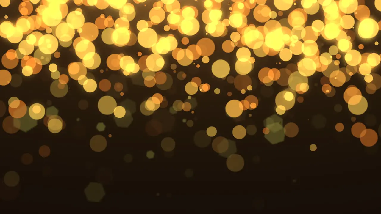 Fly yellow and gold bokeh with glitter in night sky Happy New Year and Merry Christmas shiny background