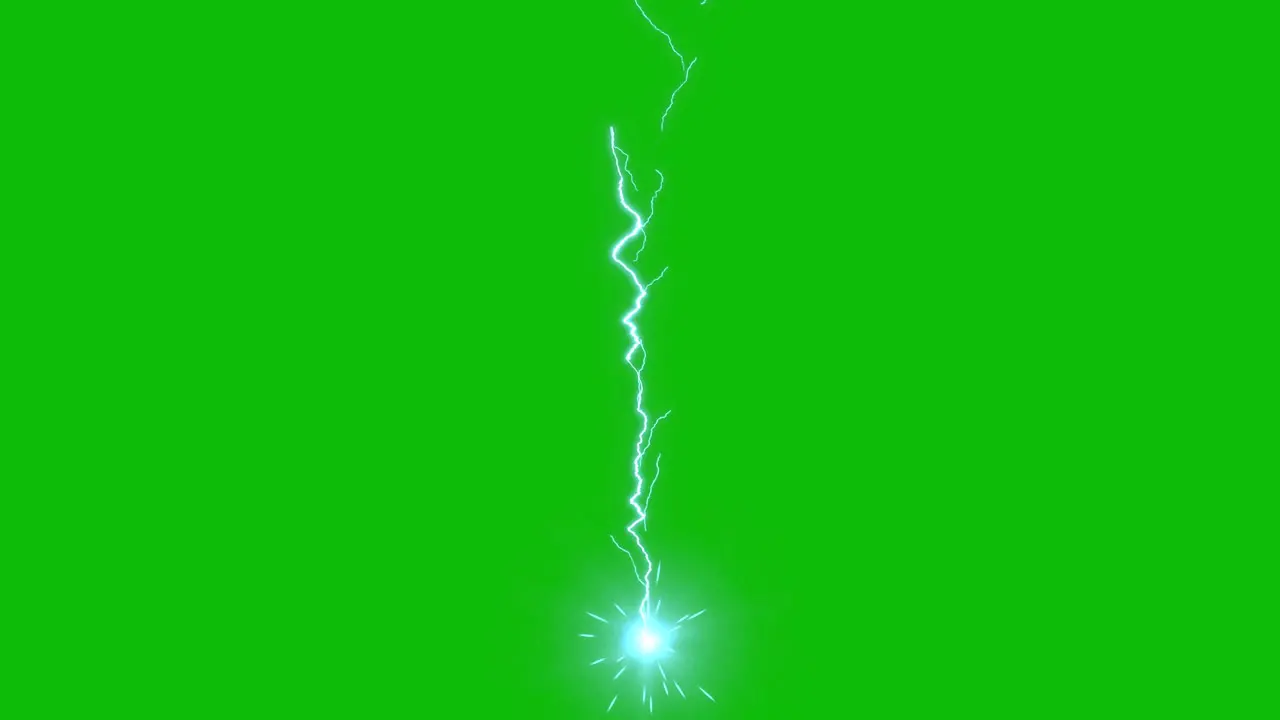 Visual effects VFX thunder strikes  electric energy on green screen 3D animation