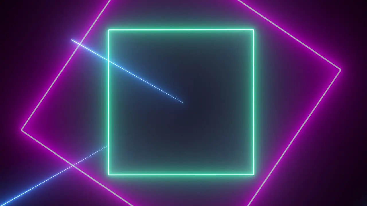 Abstract glowing neon animation of geometric shapes and lines