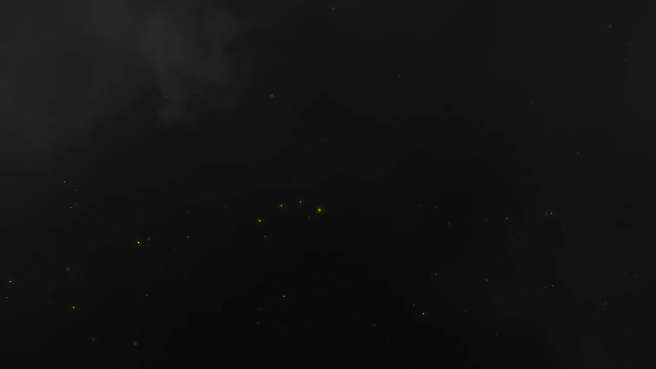 Dust particles with fog and fireflies on black background 3D visual effects animation