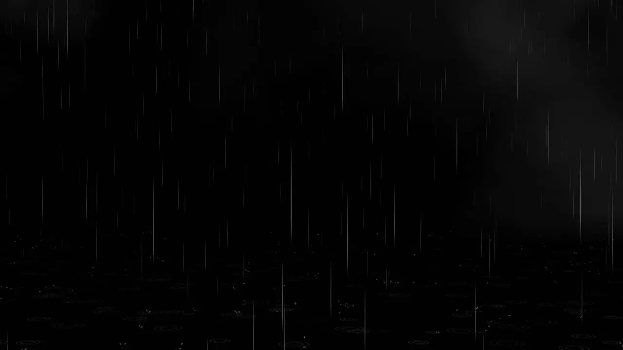 rain droplets with fog falling on black background 3D visual effects animation