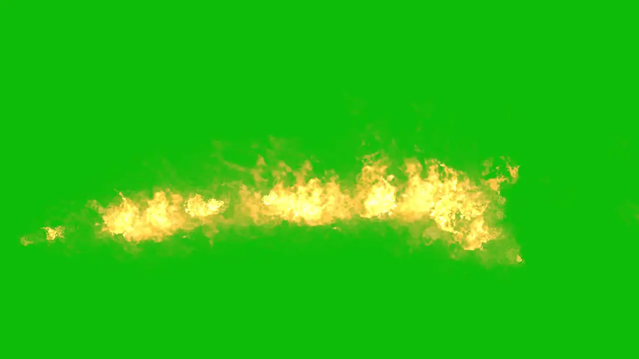 Visual effects VFX flame thrower on green screen 3D animation