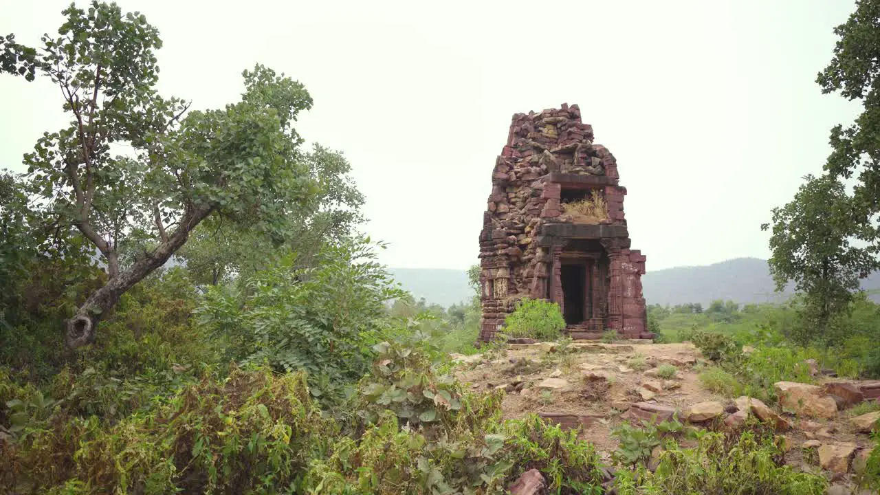 Pan shot of an Ancient Hindu ShivTemple with Beautiful Architecture at Bhand devra group of temples in Ramgarh of Baran district in Rajasthan India