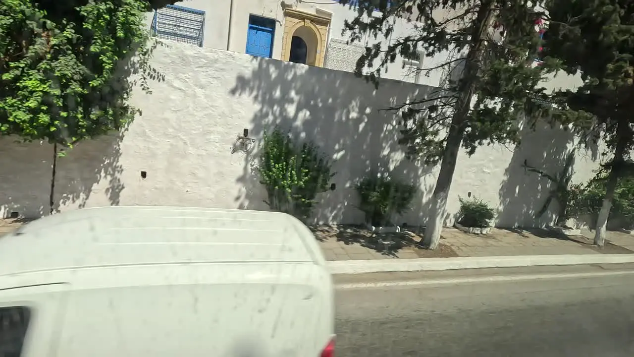 View from the bus on the road to Sidi Bou Said village at Tunisia