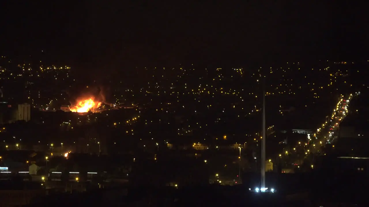 Northern Ireland Belfast Large Eleventh Night Bonfire In West Belfast Shankill Road