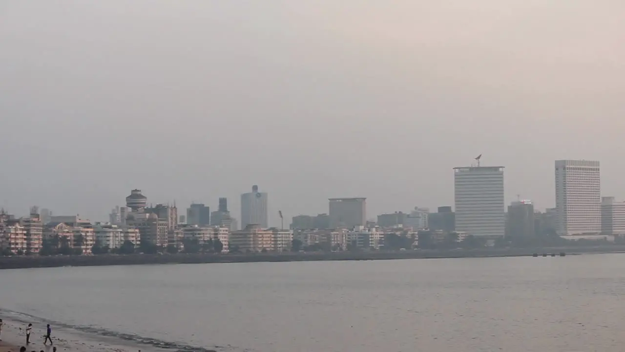 Beautiful Aerial view of Marine drive of Mumbai city long shot stock video I Marine drive Mumbai stock video full HD