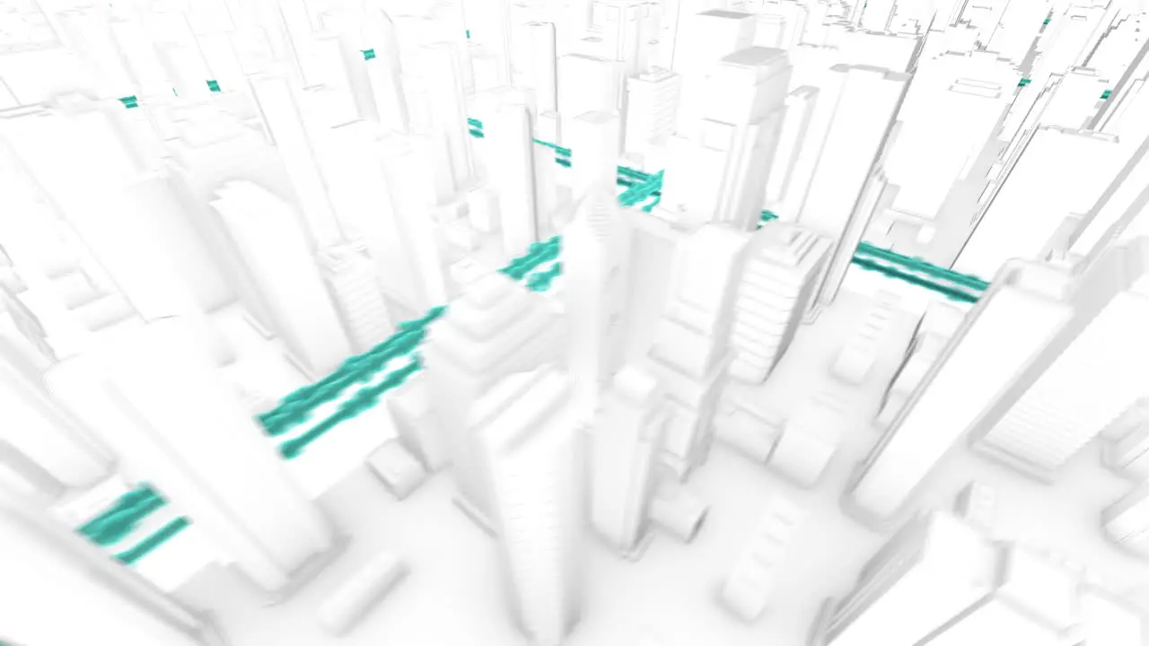 Connected city information highways render with motion blur