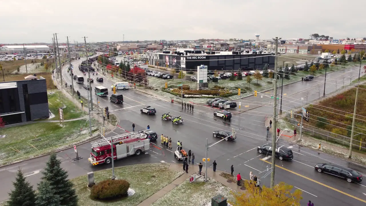 Funeral procession cortege from a funeral home to the cemetery