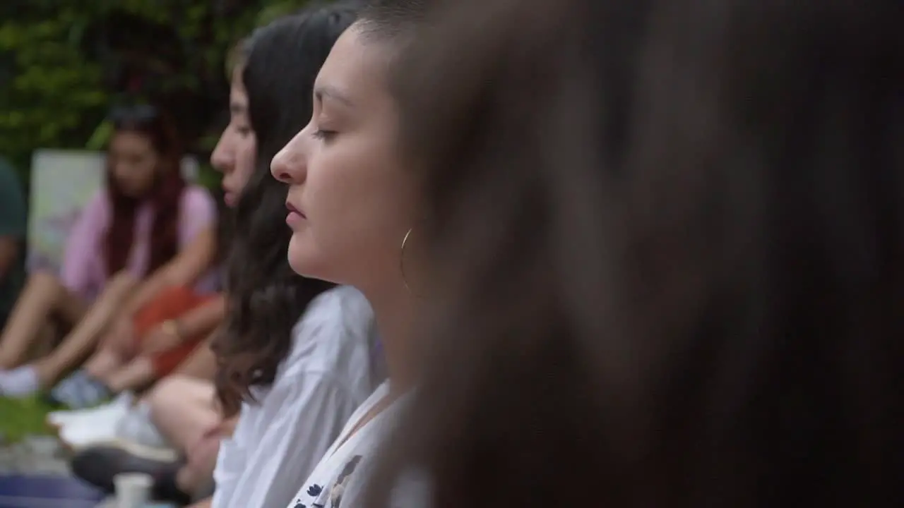 Students In Yoga Coach Meditating In Nature Lima Peru