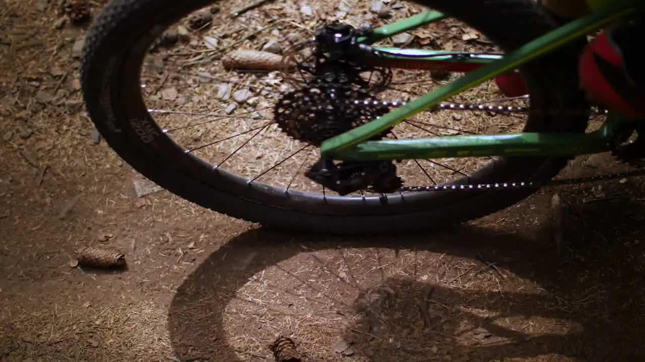 Close Up Bike Passing on Forrest Track