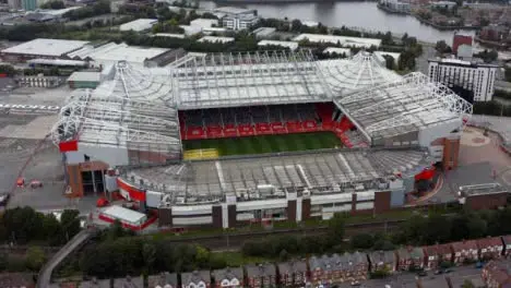 Drone Shot Pulling Away from Old Trafford Stadium