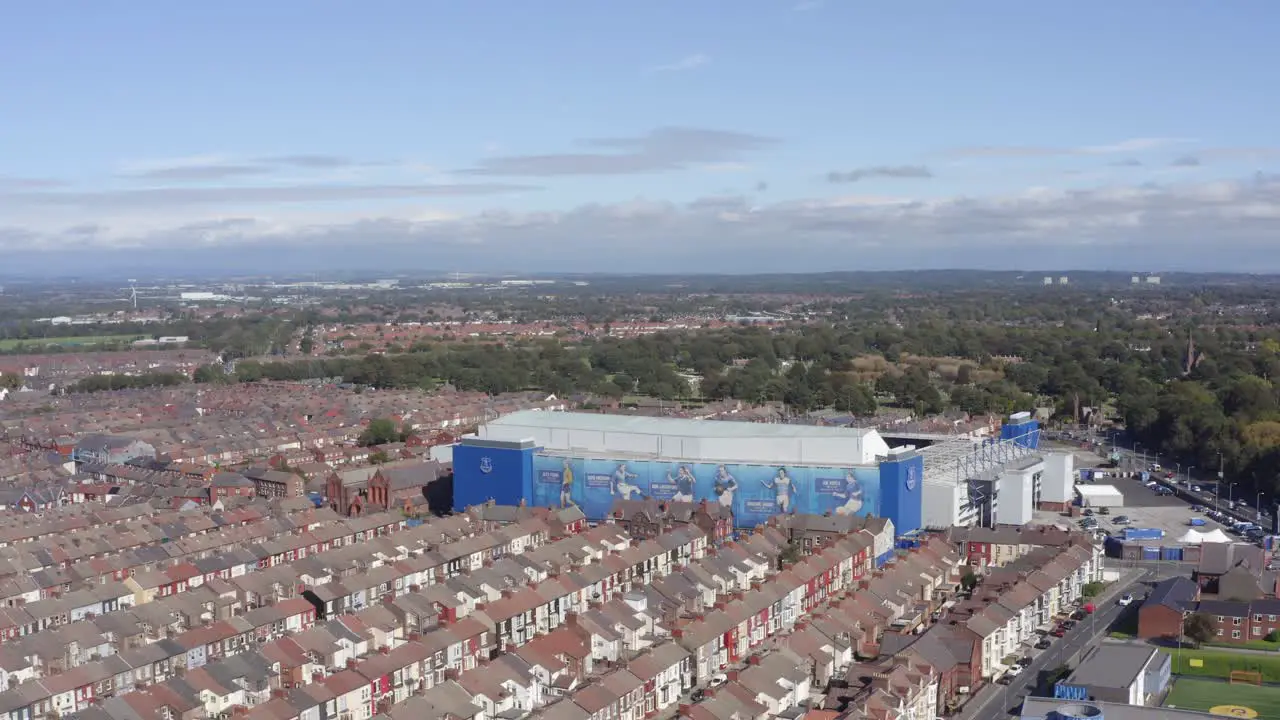 Drone Shot Pulling Down Towards Goodison Park Stadium 03